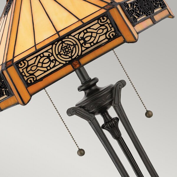 QUOIZEL Indus stolna lampa u Tiffany stilu, Bronca / stari mesing, Dnevni boravak/blagovaonica, Staklo