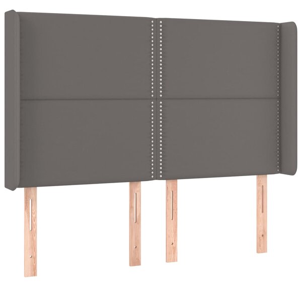 Krevet box spring s madracem LED sivi 140x190cm od umjetne kože - Siva / 140 x 190 cm