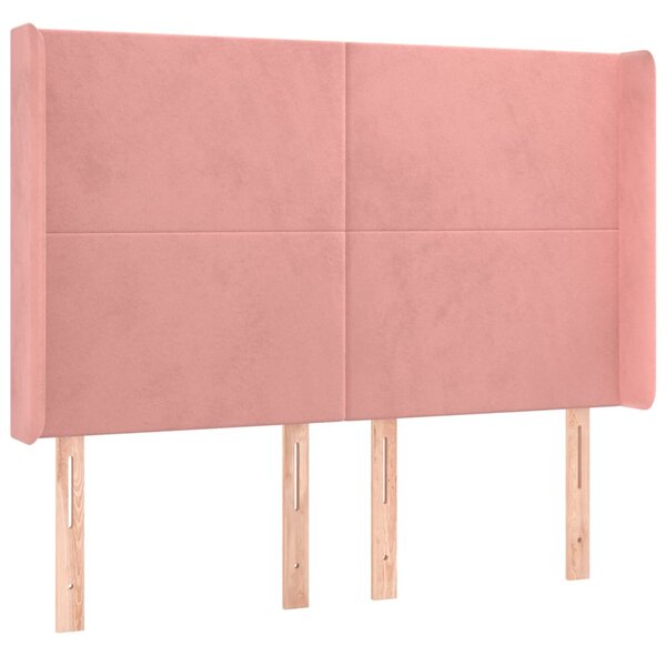 Krevet box spring s madracem LED ružičasti 140x190cm baršunasti - Ružičasti / 140 x 190 cm