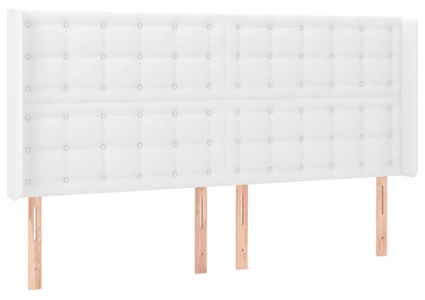 Krevet box spring s madracem LED bijeli 200x200 cm umjetna koža - Bijela / 200 x 200 cm