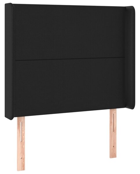 Krevet box spring s madracem LED crni 100x200cm od umjetne kože - Crna / 100 x 200 cm