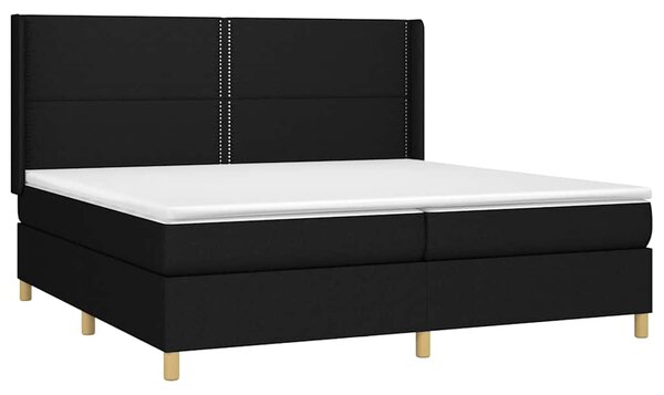 Krevet box spring s madracem LED crni 200x200 cm od tkanine - Crna / 200 x 200 cm