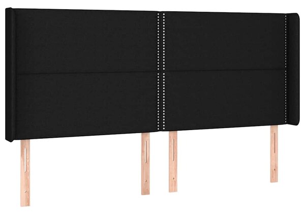 Krevet box spring s madracem LED crni 200x200 cm od tkanine - Crna / 200 x 200 cm