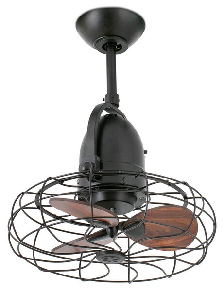 FARO BARCELONA Keiki ventilator, zidna i stropna montaža, Ø 43 cm, AC, tamno smeđa, Crno, Dnevni boravak/blagovaonica, Metal