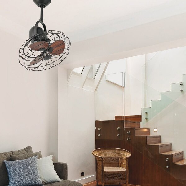 FARO BARCELONA Keiki ventilator, zidna i stropna montaža, Ø 43 cm, AC, tamno smeđa, Crno, Dnevni boravak/blagovaonica, Metal