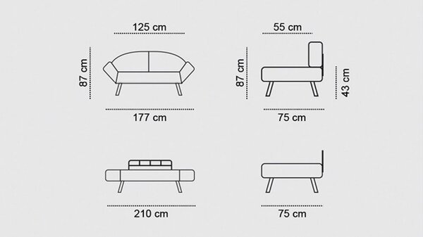 Atelier Del Sofa Dvosjed na razvlačenje, Kesten, Genzo - Maroon