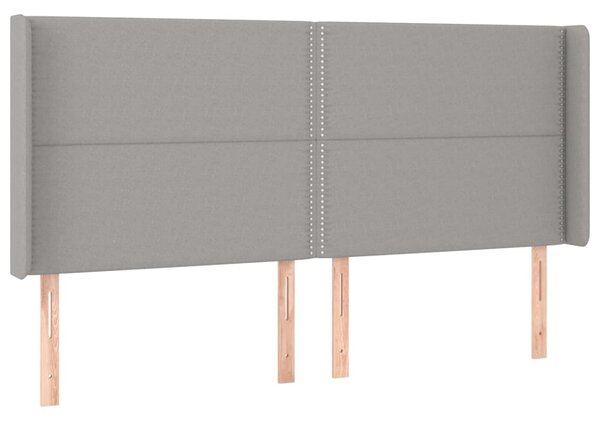 Krevet box spring s madracem LED svjetlosivi 200x200 cm tkanina - Siva / 200 x 200 cm