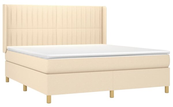 Krevet box spring s madracem LED krem 160x200 cm od tkanine - Krema / 160 x 200 cm