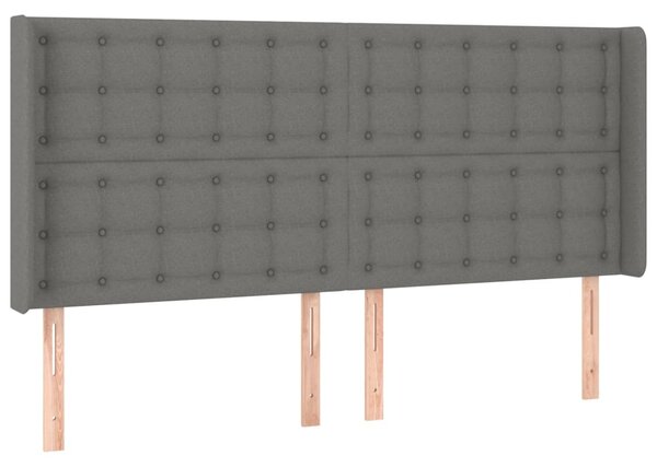 Krevet box spring s madracem LED tamnosivi 200x200 cm tkanina - Siva / 200 x 200 cm