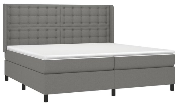 Krevet box spring s madracem LED tamnosivi 200x200 cm tkanina - Siva / 200 x 200 cm