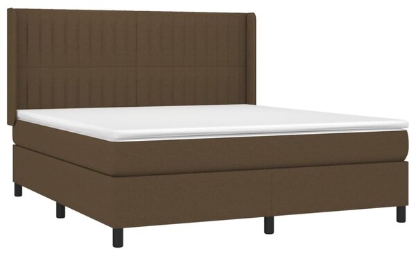 Krevet box spring s madracem LED tamnosmeđi 160x200 cm tkanina - Smeđa / 160 x 200 cm