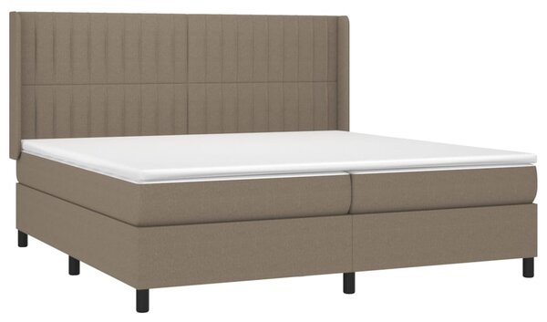 Krevet box spring s madracem LED smeđesivi 200x200 cm tkanina - Tupe / 200 x 200 cm