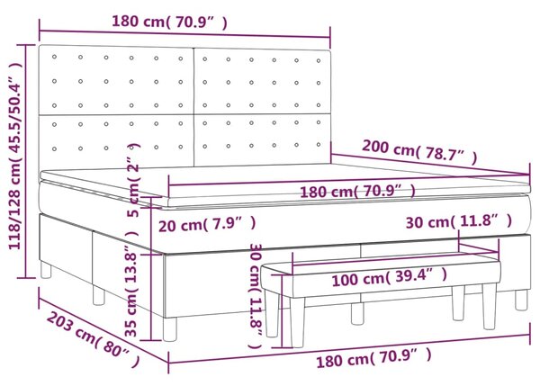 Krevet s oprugama i madracem crni 180 x 200 cm od umjetne kože - Crna / 180 x 200 cm