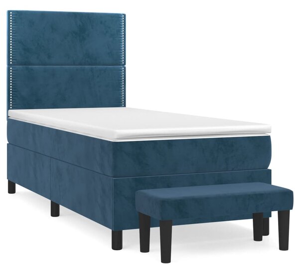 Box spring krevet s madracem tamnoplavi 80 x 200 cm baršunasti - Plava / 80 x 200 cm