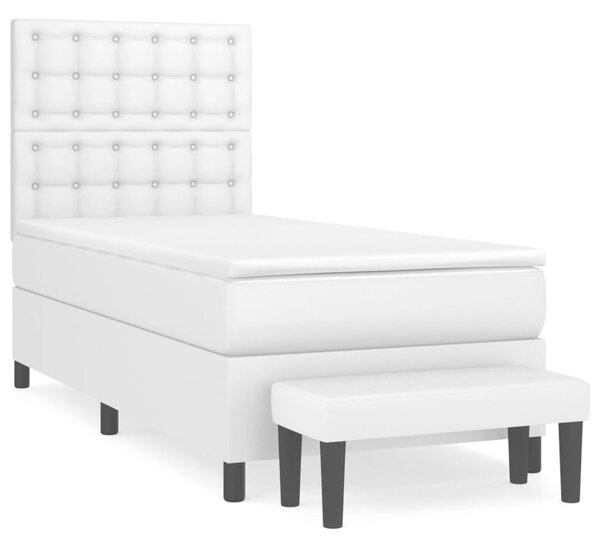 Krevet s oprugama i madracem bijeli 90 x 200 cm od umjetne kože - Bijela / 90 x 200 cm