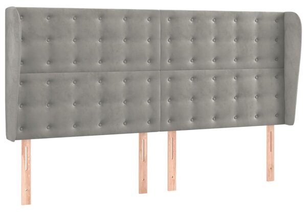 Krevet box spring s madracem LED svjetlosivi 200x200 cm baršun - Siva / 200 x 200 cm