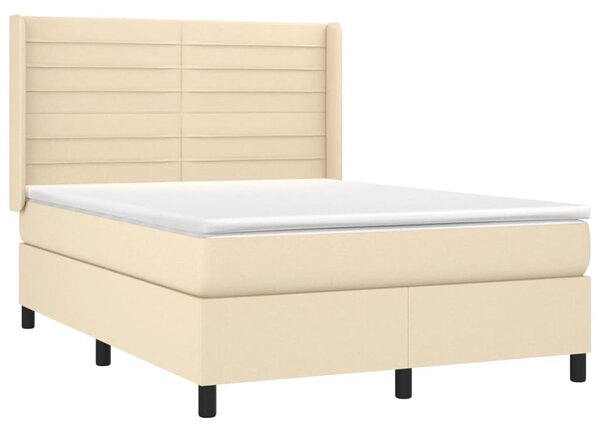 Krevet box spring s madracem LED krem 140x200 cm od tkanine - Krema / 140 x 200 cm