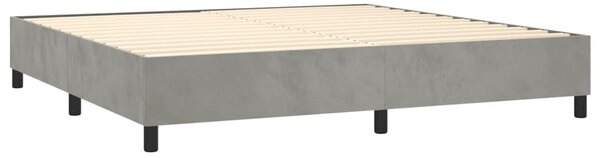 Krevet box spring s madracem LED svjetlosivi 200x200 cm baršun - Siva / 200 x 200 cm