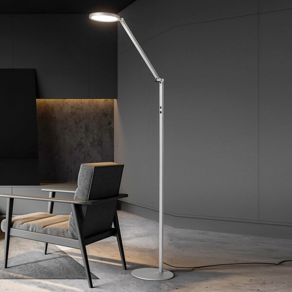 Fabas Luce Regina LED podna svjetiljka, 1 žarulja, aluminij, prigušiva, Metalik, Dnevni boravak/blagovaonica, Metal