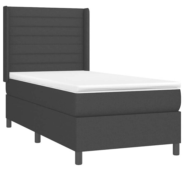 Krevet box spring s madracem LED crni 90x190 cm od tkanine - Crna / 90 x 190 cm