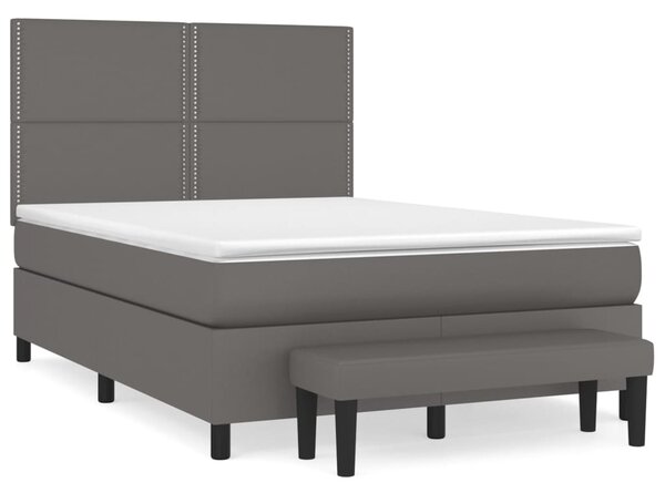 Krevet s oprugama i madracem sivi 140x190 cm od umjetne kože - Siva / 140 x 190 cm