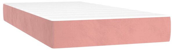 Krevet box spring s madracem LED ružičasti 100x200cm baršunasti - Ružičasti / 100 x 200 cm