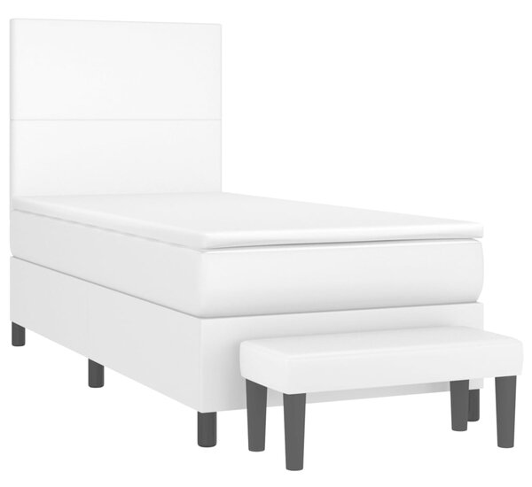 Krevet s oprugama i madracem bijeli 80 x 200 cm od umjetne kože - Bijela / 80 x 200 cm