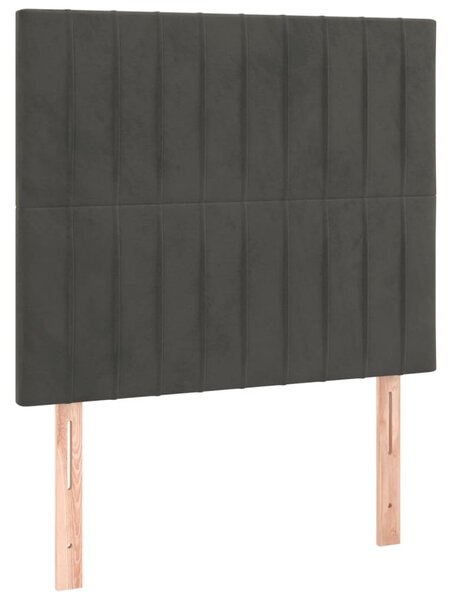 Krevet box spring s madracem LED tamnosivi 80 x 200 cm baršun - Siva / 80 x 200 cm