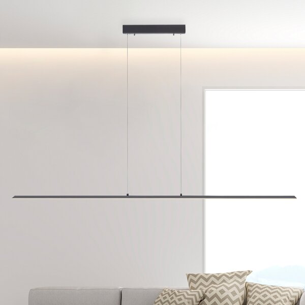 PURE LED viseća svjetiljka Lite, antracit, 160 cm, CCT, prigušiva, prigušiva, Crno, Dnevni boravak/blagovaonica, Aluminij