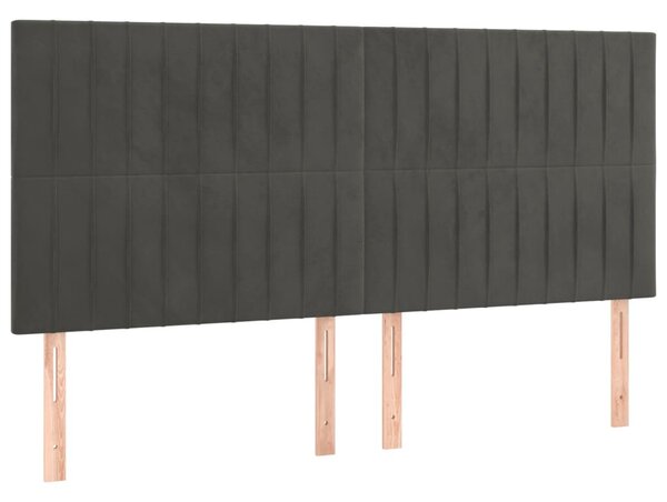 Krevet box spring s madracem LED tamnosivi 160x200 cm baršun - Siva / 160 x 200 cm
