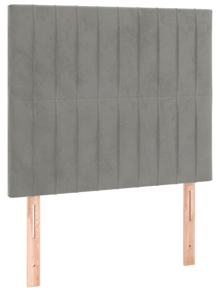 Krevet box spring s madracem LED svjetlosivi 120x200 cm baršun - Siva / 120 x 200 cm