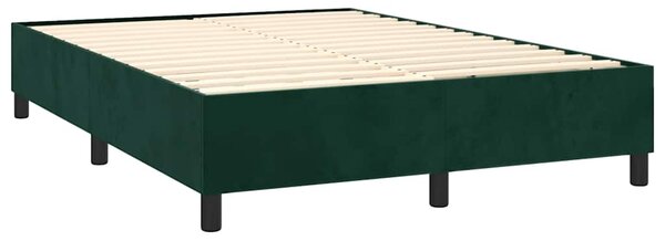 Krevet box spring s madracem LED tamnozeleni 140x190 cm baršun - Zelena / 140 x 190 cm
