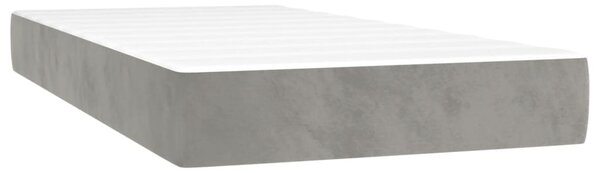 Krevet box spring s madracem LED svjetlosivi 80x200 cm baršun - Siva / 80 x 200 cm