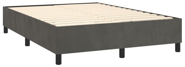 Krevet s oprugama i madracem tamnosivi 140x200 cm baršunasti - Siva / 140 x 200 cm