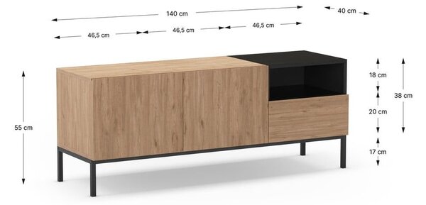 Krem TV komoda 140x55 cm Cailin – Marckeric