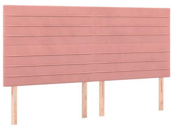 Krevet box spring s madracem LED ružičasti 160x200cm baršunasti - Ružičasti / 160 x 200 cm