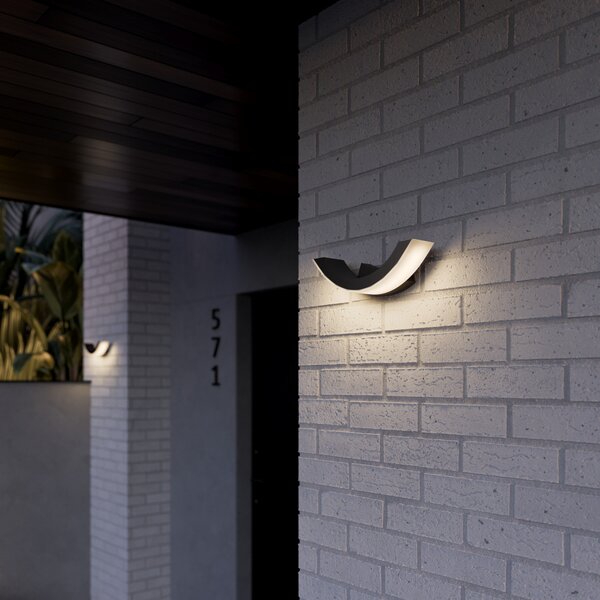 Lucande LED vanjska zidna svjetiljka Half, 30 cm, antracit, IP54, Crno, Aluminij