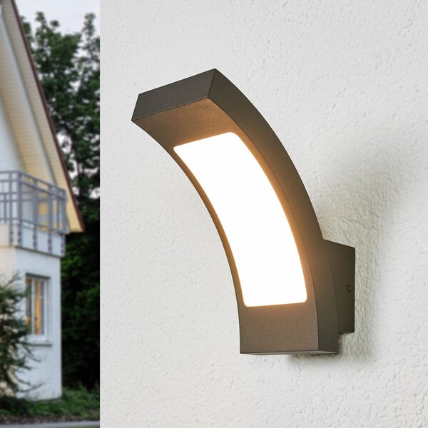 Lucande LED vanjska zidna svjetiljka Juvia, 19 cm, antracit, IP54, Crno, Metal