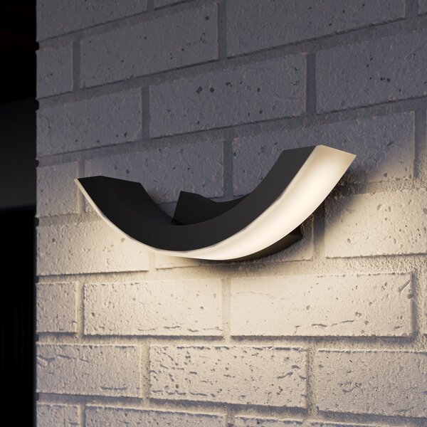 Lucande LED vanjska zidna svjetiljka Half, 30 cm, antracit, IP54, Crno, Aluminij