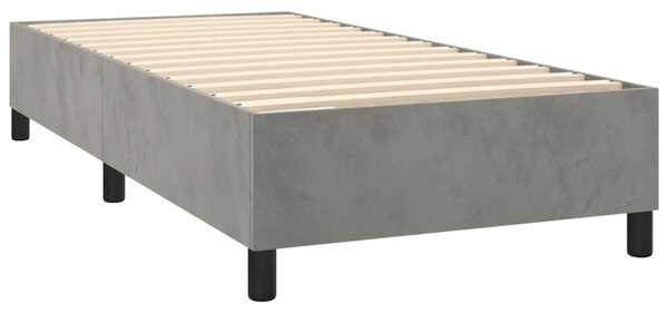 Krevet box spring s madracem LED svjetlosivi 80x200 cm baršun - Siva / 80 x 200 cm