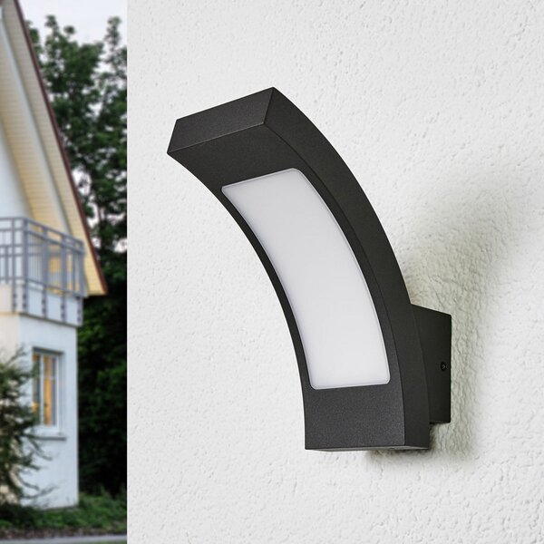 Lucande LED vanjska zidna svjetiljka Juvia, 19 cm, antracit, IP54, Crno, Metal