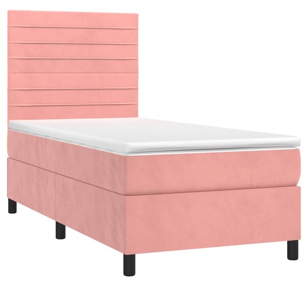 Krevet box spring s madracem LED ružičasti 80x200 cm baršunasti - Ružičasti / 80 x 200 cm