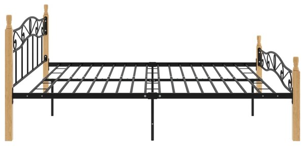 Okvir kreveta crni od metala i masivne hrastovine 200 x 200 cm - Crna / 200 x 200 cm