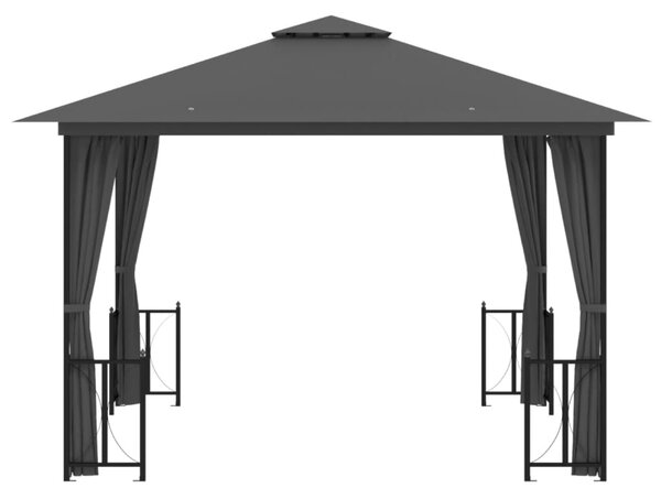 Sjenica s bočnim zidovima i dvostrukim krovom 3 x 3 m antracit - Antracitno siva / 3 x 3 m