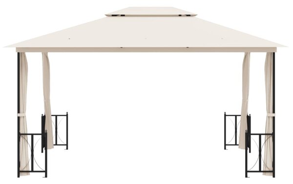 Sjenica s bočnim zidovima i dvostrukim krovom 3 x 4 m krem - Krema / 3 x 4 m