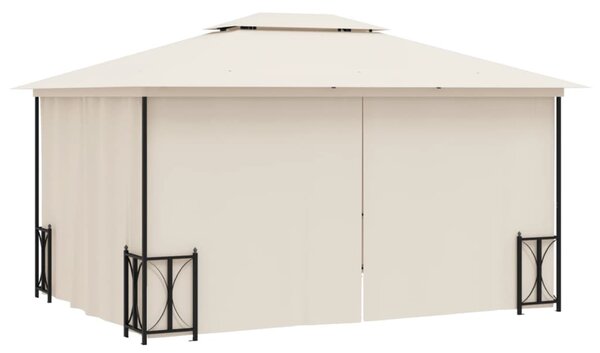 Sjenica s bočnim zidovima i dvostrukim krovom 3 x 4 m krem - Krema / 3 x 4 m