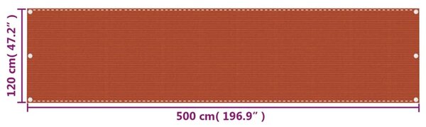Balkonski zastor narančasti 120 x 500 cm HDPE - Narančasta / 120 x 500 cm