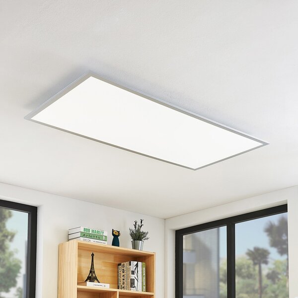 Lindby LED stropna svjetiljka Zento, 120 cm, srebrna, 4.000 K, Metalik, Kuhinja, Plastika