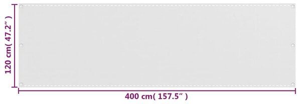 Balkonski zastor bijeli 120 x 400 cm HDPE - Bijela / 120 x 400 cm