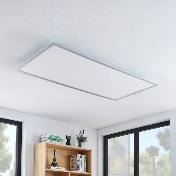 Lindby LED stropna svjetiljka Zento, 120 cm, srebrna, 4.000 K, Metalik, Kuhinja, Plastika